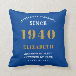 Personalisierten Geburtstag 1940 Blauer Gold hinzu Kissen