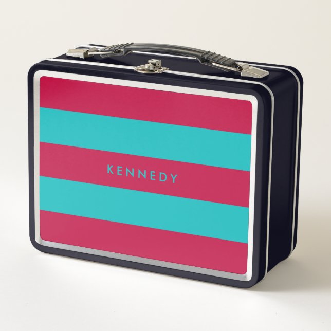 Personalisierten Hinzufügen von Farbstreifen, die  Metall Brotdose (Vorderseite)