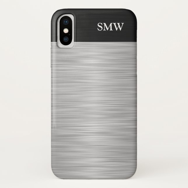 Personalisierten Imitat Edelstahl und Schwarz Case-Mate iPhone Hülle (Rückseite)