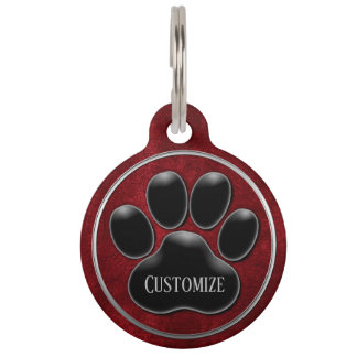 Personalisierten Imitat Red Velvet Paw Print Haustiermarke