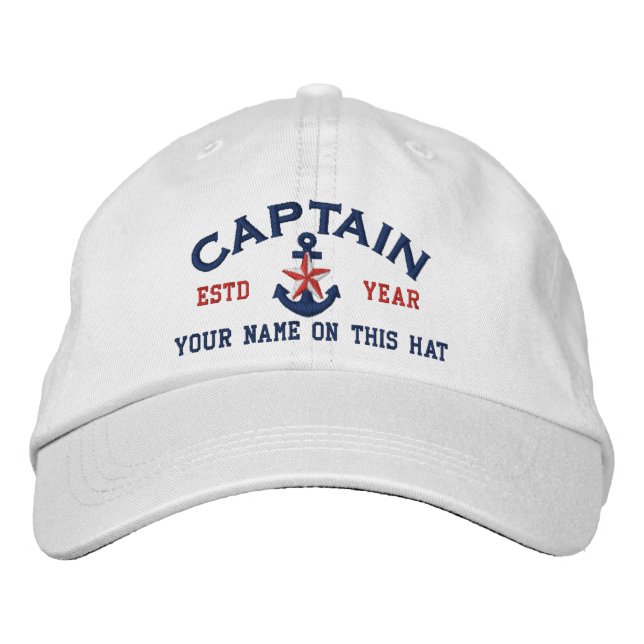 Personalisierten Jahr Captain Star Anchor Bestickte Kappe (Vorderseite)