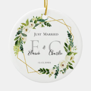 Personalisierten Just Married heißen Mr. & Mrs. Keramik Ornament