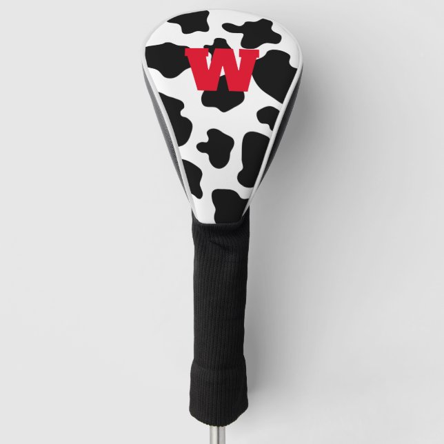 Personalisierten monogramm Kuhflecken Tierdruck Golf Headcover (Vorderseite)