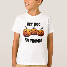 Personalisierten Niedlichen Hey Boo Kürbis Hallowe T-Shirt