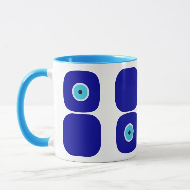 Personalisierten vier Fotos, blaue Augenalpen Tasse (Links)