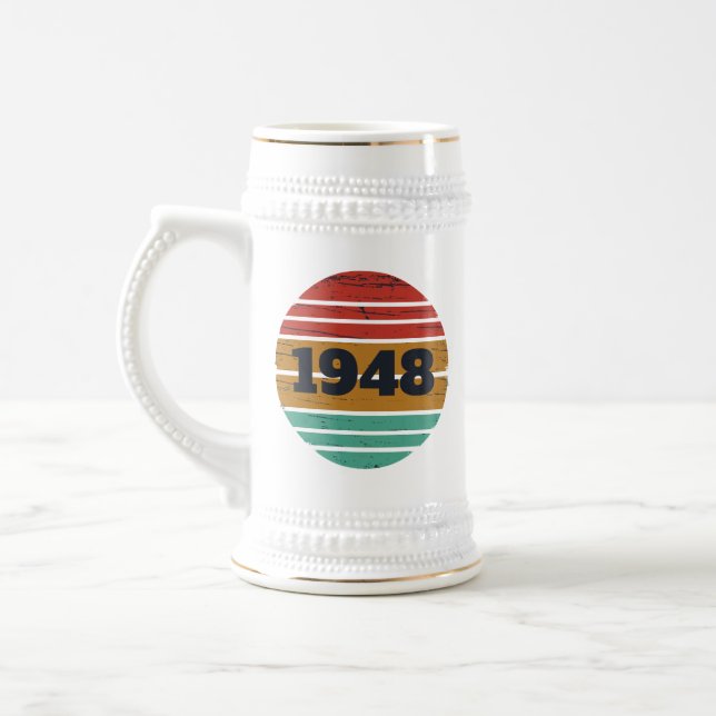 personalisierten Vintagen 75. Geburtstag Bierglas (Links)