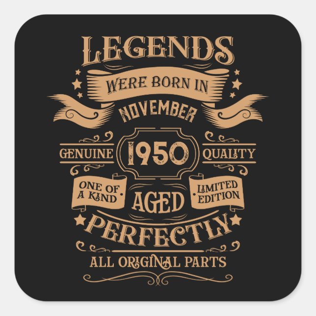 Personalisierten Vintagen 75. Geburtstag Whiskey T Quadratischer Aufkleber (Vorderseite)