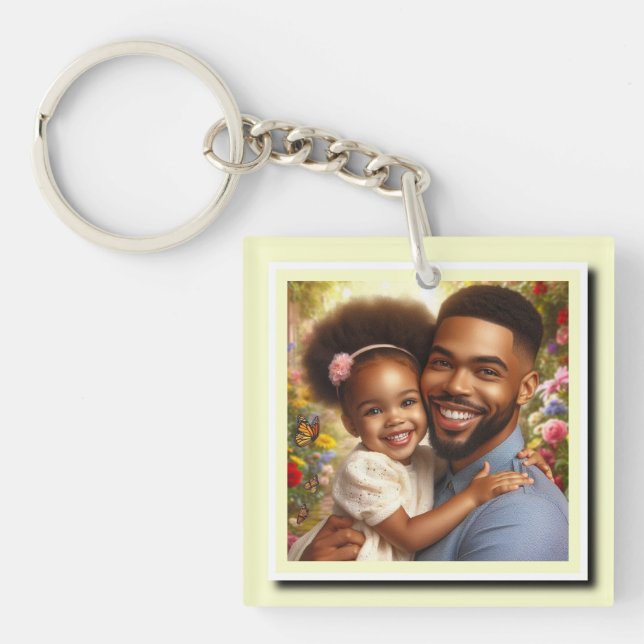 Personalisierten zwei Fotos an der gelben Rahmen Schlüsselanhänger (Vorderseite)