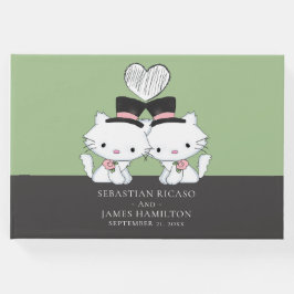 Personalisierten zwei Groom Cat Themed Gay Wedding Gästebuch