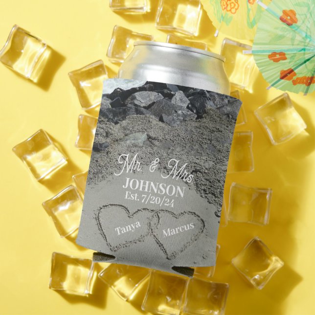 Personalisierten zwei Herzen im Sand Dosenkühler (In Situ Sommer)