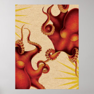 Personalisierten zwei roter Kraken gekollidiert Poster