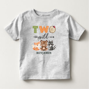 Personalisierten zwei Wild Woodland Animal 2. Gebu Kleinkind T-shirt