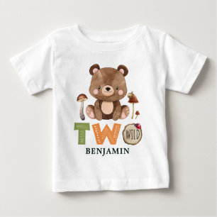 Personalisierten zwei Wildwoodland 2. Geburtstag Baby T-shirt