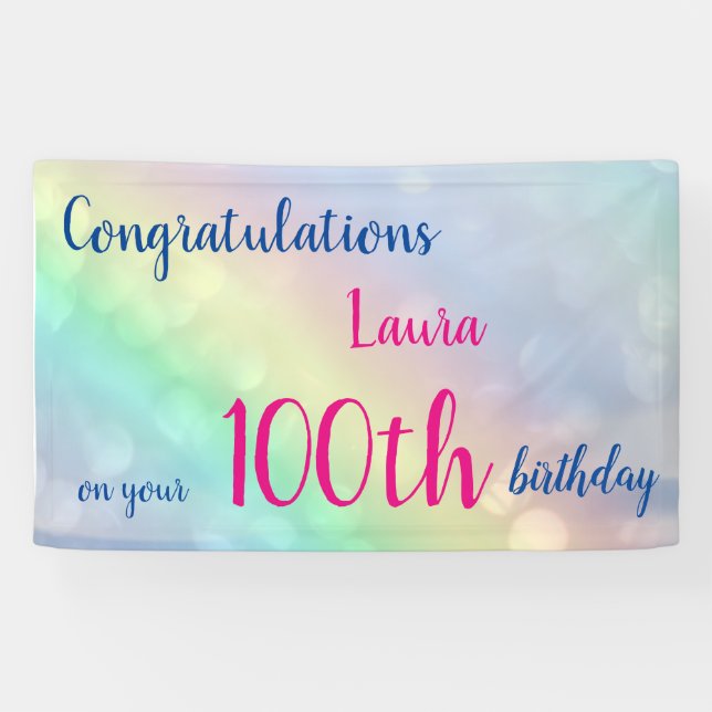 Personalisierter 100. Geburtstag Banner (Horizontal)