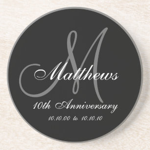 Personalisierter 10. Hochzeitstag-Unterlege Sandstein Untersetzer