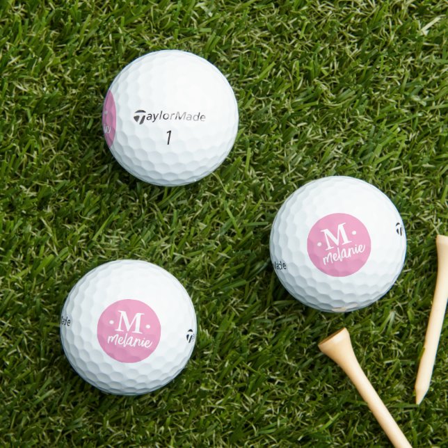 Personalisierter 1-Buchstaben-Monogramm-Rosa-Kreis Golfball (Insitu Gras)