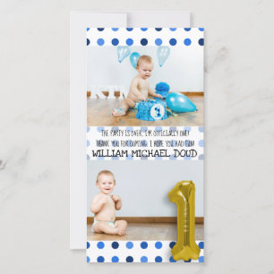 Personalisierter 1. Geburtstag Dankeschön-Karte Dankeskarte