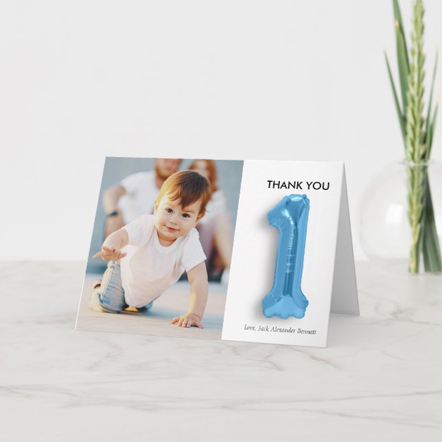 Personalisierter 1. Geburtstag Dankeschön-Karte Dankeskarte (Vorderseite)