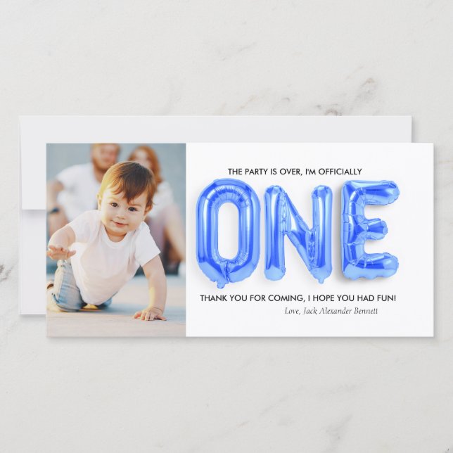 Personalisierter 1. Geburtstag Dankeschön-Karte Dankeskarte (Vorderseite)