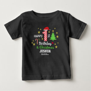 Personalisierter 1. Geburtstag & Erstes Weihnachts Baby T-shirt