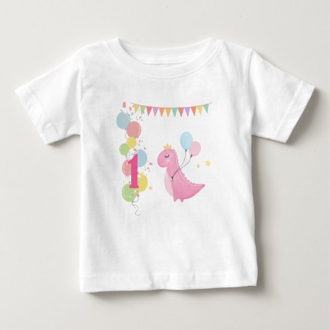 Personalisierter 1. Geburtstag Girl Baby T - Shirt (Vorderseite)