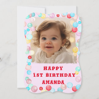 Personalisierter 1. Geburtstag mit Foto Postcar Einladung