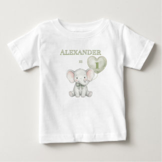 Personalisierter 1. Geburtstagselefant Baby T-shirt