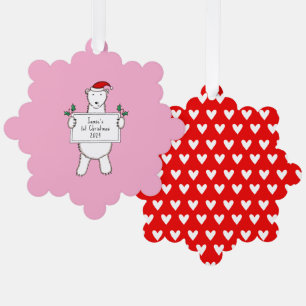 Personalisierter 1. Weihnachtspolar Ornament Karte