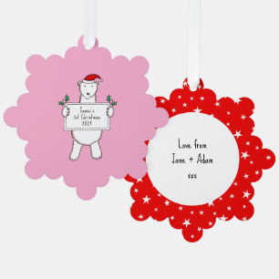 Personalisierter 1. Weihnachtspolar Ornament Karte