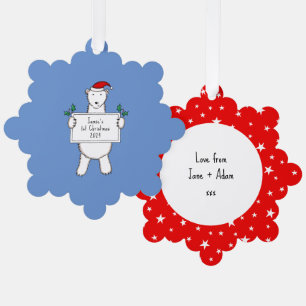 Personalisierter 1. Weihnachtspolar Ornament Karte