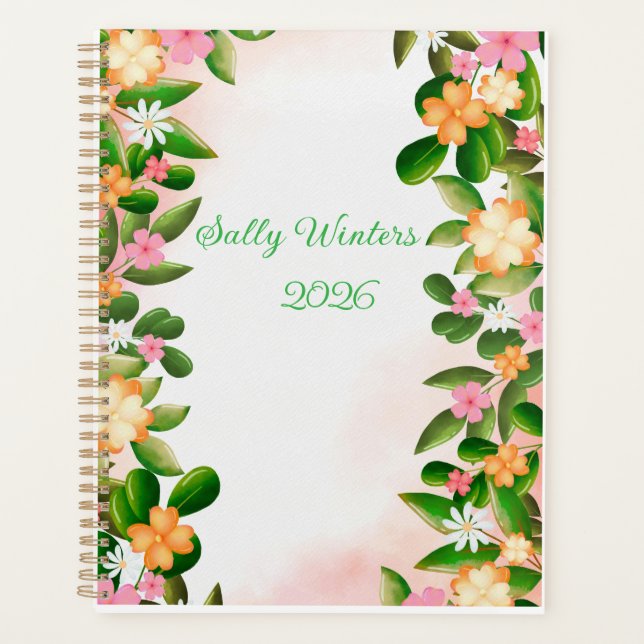 Personalisierter 2026 Floral Planner Planer (Vorderseite)