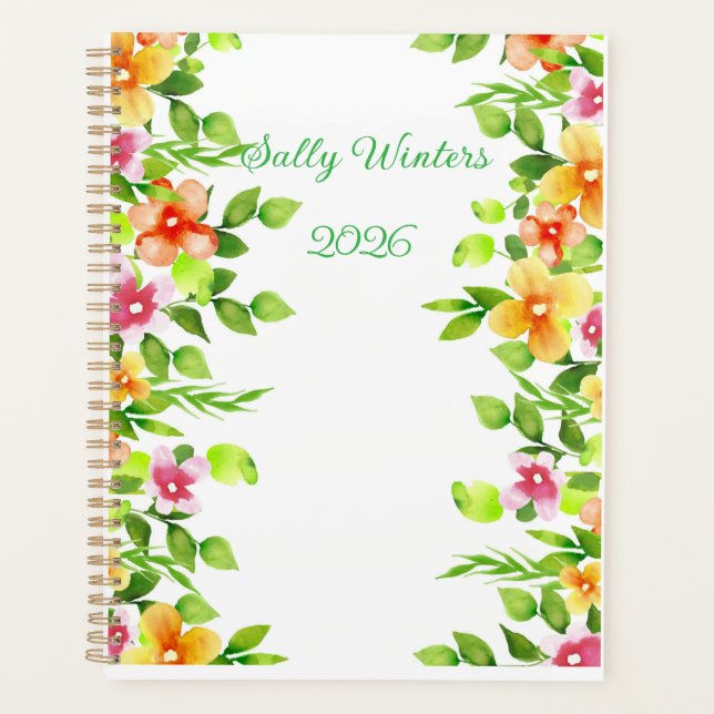 Personalisierter 2026 Floral Planner Planer (Vorderseite)