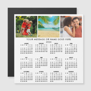 Personalisierter 2026-Kalender 3-Foto-Collage-Magn Magnetkarte