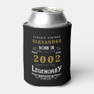 Personalisierter 21. Geburtstag Geboren 2002 Vinta Dosenkühler