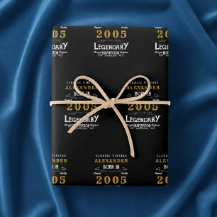 Personalisierter 21. Geburtstag Geboren 2005 Vinta Geschenkpapier Set