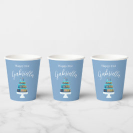 Personalisierter 21. Geburtstag mit Blauer und Gol Pappbecher