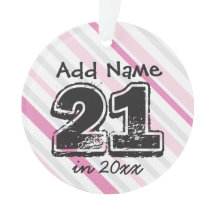 Personalisierter 21. Geburtstag Rosa Ornament
