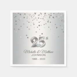 Personalisierter 25. Geburtstag der Silberhochzeit Serviette