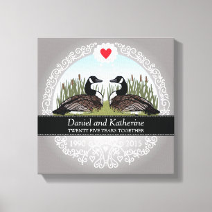 Personalisierter 25. Hochzeitstag, Gänse Leinwanddruck