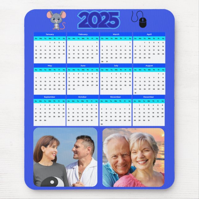 Personalisierter 2-Foto-Portraitkalender Mousepad (Vorne)