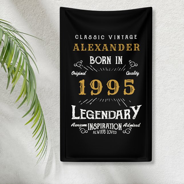 Personalisierter 30. Geburtstag Geboren 1995 Vinta Banner (Personalized 30th Birthday party banner hanging on wall)