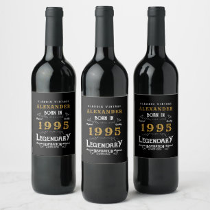 Personalisierter 30. Geburtstag Geboren 1995 Vinta Weinetikett