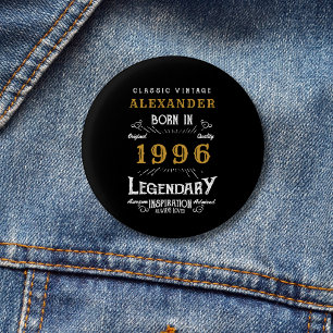Personalisierter 30. Geburtstag Geboren 1996 Vinta Button