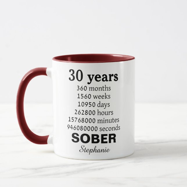 Personalisierter 30 Jahre nüchterner Becher Genesu Tasse (Links)