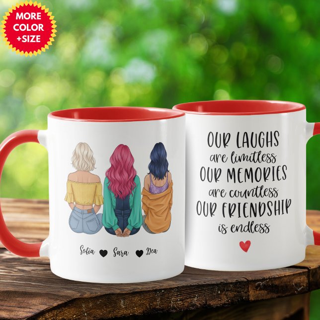 Personalisierter 3 beste Freundinnen Tasse | Benut (Personalized 3 Best Friends Mug | Custom BFF Gift)