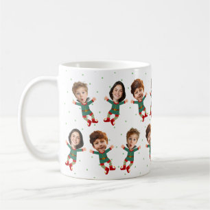 Personalisierter 3 Fotos Gesicht Lustiger Weihnach Kaffeetasse