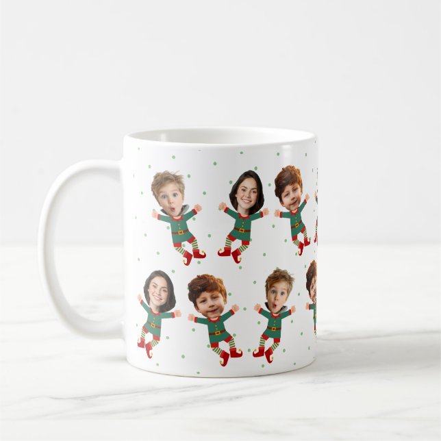 Personalisierter 3 Fotos Gesicht Lustiger Weihnach Kaffeetasse (Links)