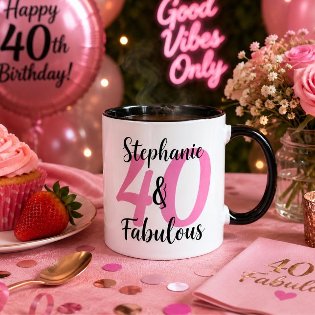 Personalisierter 40 & Fabelhaft Geburtstag Kaffeeb Tasse (Von Creator hochgeladen)