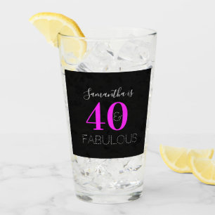 Personalisierter 40. Geburtstag 40 Fabelhaft Neon- Glas
