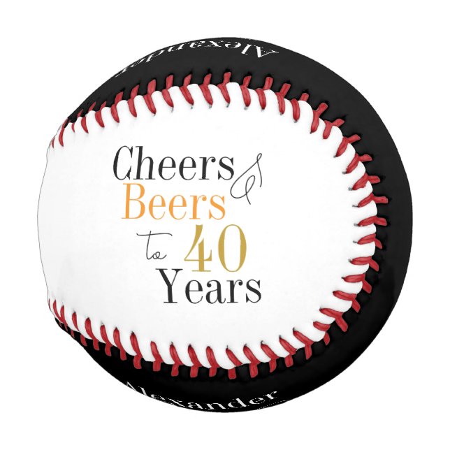 Personalisierter 40. Geburtstag Cheers Biere Minim Baseball (Vorne Rechts)